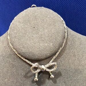 Vintage Trifari  Silver Bow Ribbon Bracelet 7 inch
